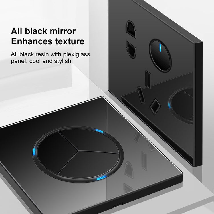 86mm Round LED Tempered Glass Switch Panel, Black Round Glass, Style:Four Open Dual Control -  by PMC Jewellery | Online Shopping South Africa | PMC Jewellery | Buy Now Pay Later Mobicred