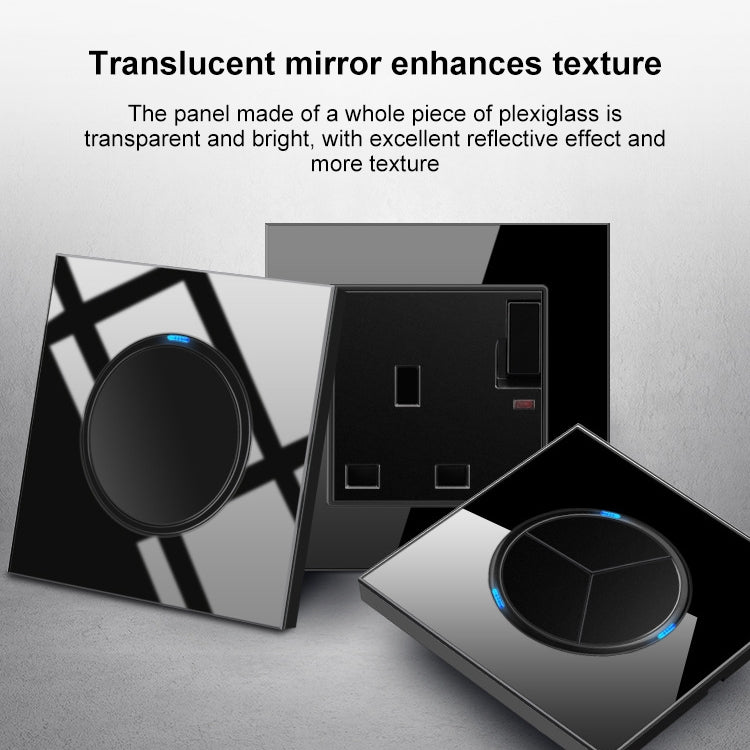 86mm Round LED Tempered Glass Switch Panel, Black Round Glass, Style:Telephone-Computer Socket -  by PMC Jewellery | Online Shopping South Africa | PMC Jewellery | Buy Now Pay Later Mobicred