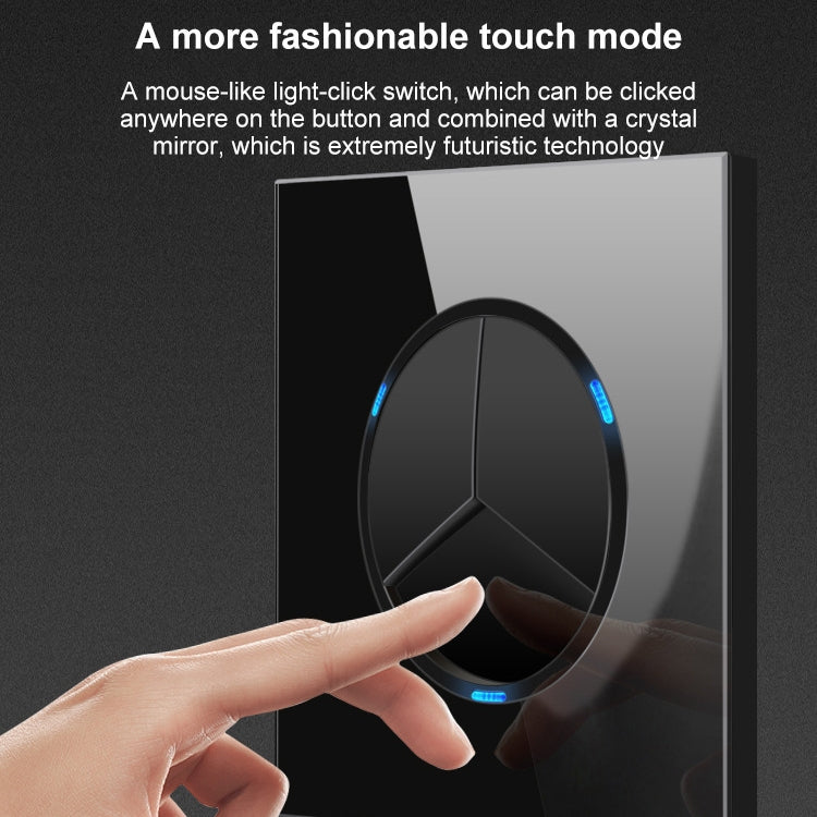 86mm Round LED Tempered Glass Switch Panel, Black Round Glass, Style:Telephone-Computer Socket -  by PMC Jewellery | Online Shopping South Africa | PMC Jewellery | Buy Now Pay Later Mobicred