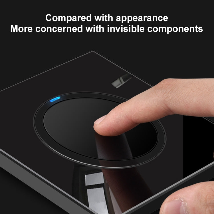 86mm Round LED Tempered Glass Switch Panel, Black Round Glass, Style:Telephone-Computer Socket -  by PMC Jewellery | Online Shopping South Africa | PMC Jewellery | Buy Now Pay Later Mobicred
