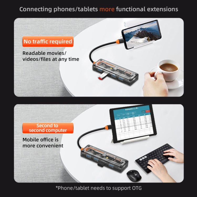 SW4U-A 5 in 1 USB to Type-C + 4 x USB3.0 HUB Docking Station(Grey) - USB 3.0 HUB by PMC Jewellery | Online Shopping South Africa | PMC Jewellery | Buy Now Pay Later Mobicred