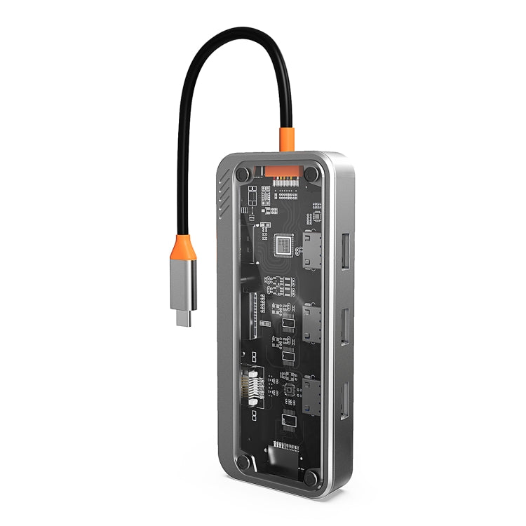 SW10V 10 in 1 Type-C to USB + HDMI + VGA + RJ45 + SD/TF + Audio 3.5 HUB Docking Station(Grey) - USB HUB by PMC Jewellery | Online Shopping South Africa | PMC Jewellery | Buy Now Pay Later Mobicred