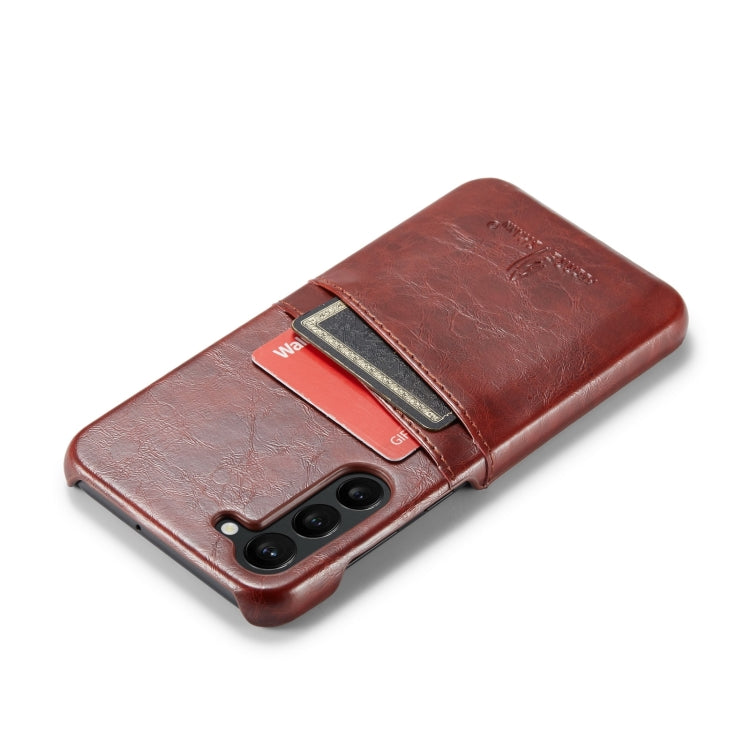 For Samsung Galaxy S24 5G Fierre Shann Oil Wax Texture Leather Phone Case with Card Slots(Brown) - Galaxy S24 5G Cases by FIERRE SHANN | Online Shopping South Africa | PMC Jewellery | Buy Now Pay Later Mobicred