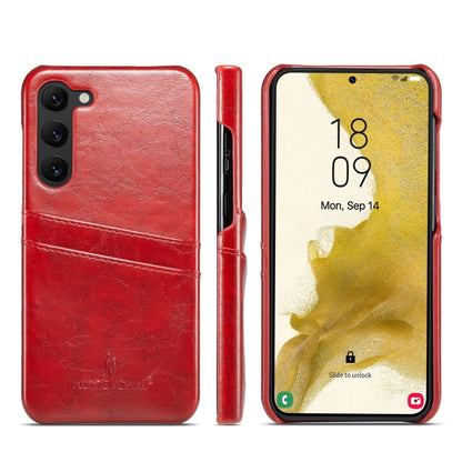 For Samsung Galaxy S24 5G Fierre Shann Oil Wax Texture Leather Phone Case with Card Slots(Red) - Galaxy S24 5G Cases by FIERRE SHANN | Online Shopping South Africa | PMC Jewellery | Buy Now Pay Later Mobicred