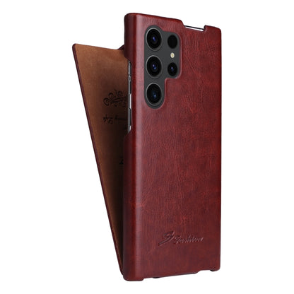 For Samsung Galaxy S24 Ultra 5G Fierre Shann 64 Texture Vertical Flip PU Leather Phone Case(Brown) - Galaxy S24 Ultra 5G Cases by FIERRE SHANN | Online Shopping South Africa | PMC Jewellery | Buy Now Pay Later Mobicred