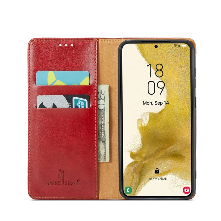 For Samsung Galaxy S24+ 5G Fierre Shann PU Genuine Leather Texture Phone Case(Red) - Galaxy S24+ 5G Cases by FIERRE SHANN | Online Shopping South Africa | PMC Jewellery | Buy Now Pay Later Mobicred