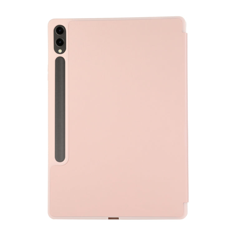 For Samsung Galaxy Tab S9 FE+ 3-Fold Pure Color TPU Leather Tablet Case with Pen Slot(Pink) - Galaxy Tab S9 FE+ by PMC Jewellery | Online Shopping South Africa | PMC Jewellery