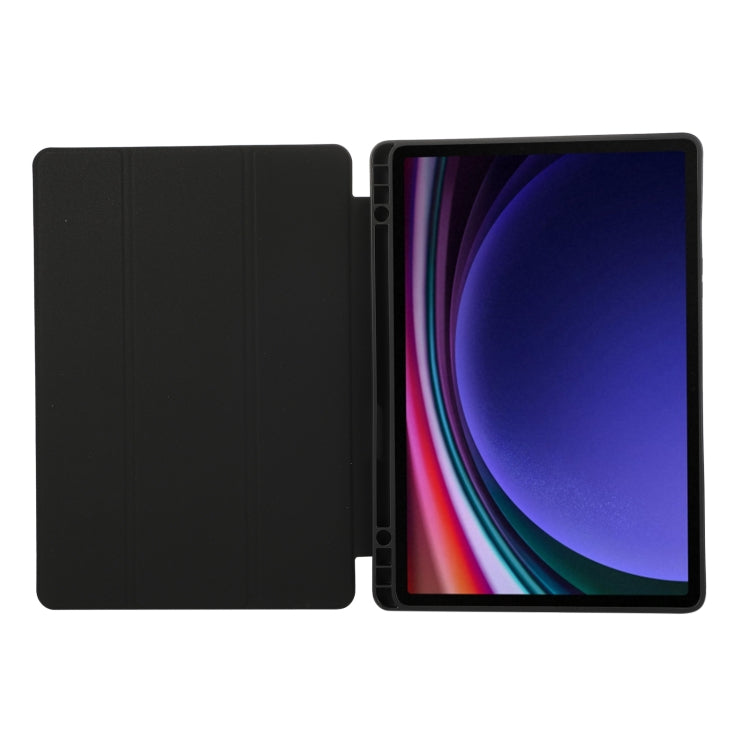 For Samsung Galaxy Tab S9 FE 3-Fold Pure Color TPU Leather Tablet Case with Pen Slot(Black) - Galaxy Tab S9 FE by PMC Jewellery | Online Shopping South Africa | PMC Jewellery