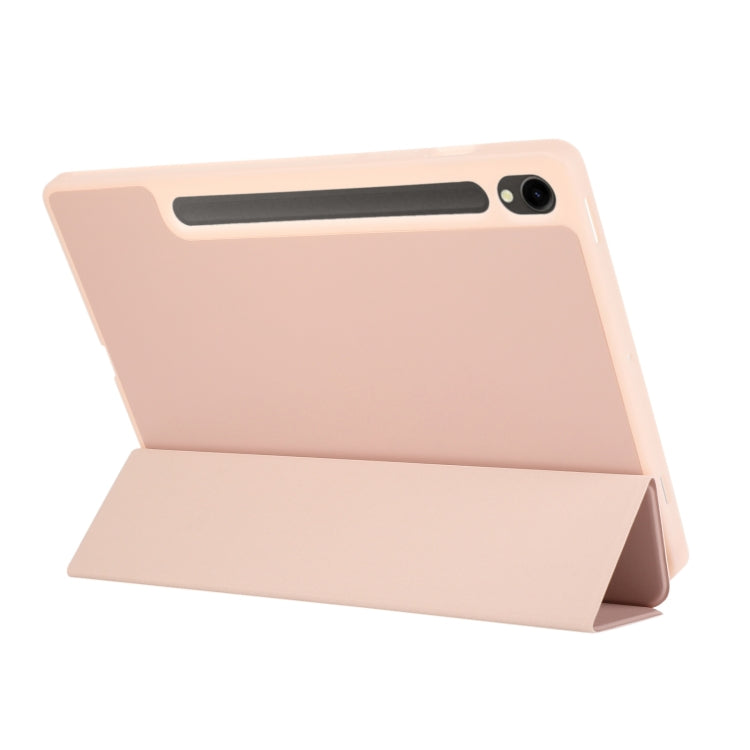 For Samsung Galaxy Tab S9 FE 3-Fold Pure Color TPU Leather Tablet Case with Pen Slot(Pink) - Galaxy Tab S9 FE by PMC Jewellery | Online Shopping South Africa | PMC Jewellery