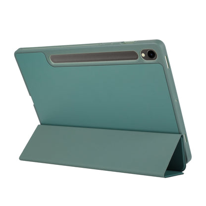 For Samsung Galaxy Tab S9 3-Fold Pure Color TPU Leather Tablet Case with Pen Slot(Dark Green) - Galaxy Tab S9 Cases by PMC Jewellery | Online Shopping South Africa | PMC Jewellery | Buy Now Pay Later Mobicred