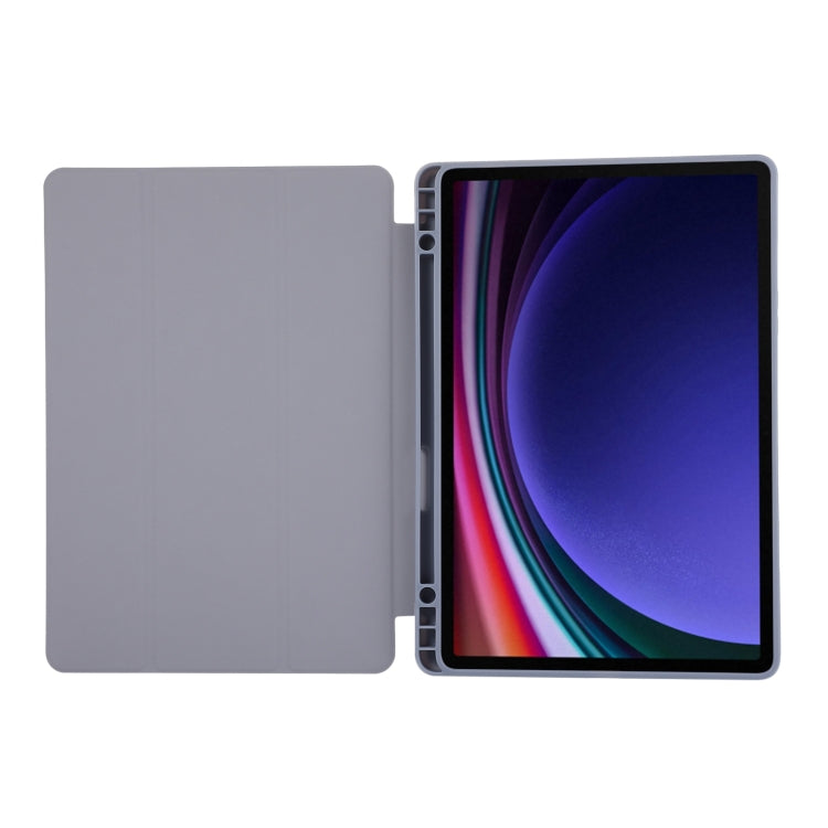 For Samsung Galaxy Tab S9 3-Fold Pure Color TPU Leather Tablet Case with Pen Slot(Lavender) - Galaxy Tab S9 Cases by PMC Jewellery | Online Shopping South Africa | PMC Jewellery | Buy Now Pay Later Mobicred