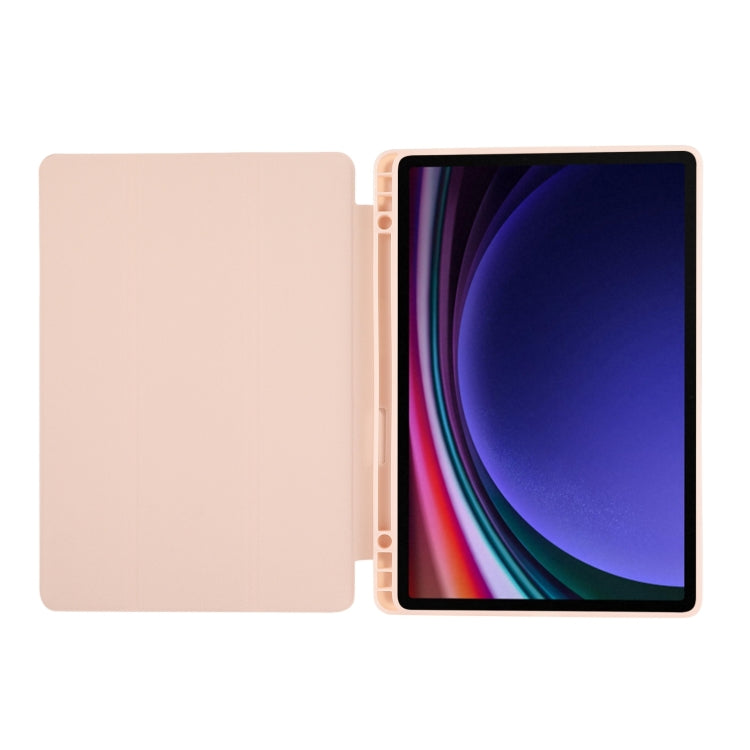 For Samsung Galaxy Tab S9 3-Fold Pure Color TPU Leather Tablet Case with Pen Slot(Pink) - Galaxy Tab S9 Cases by PMC Jewellery | Online Shopping South Africa | PMC Jewellery