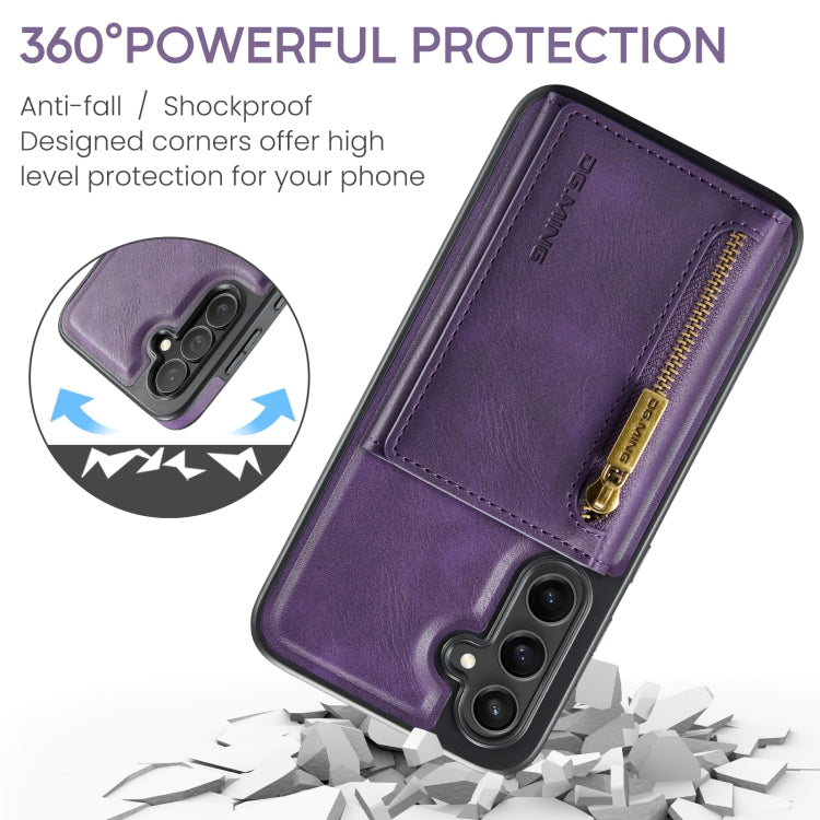 For Samsung Galaxy S24+ 5G DG.MING M5 Series Zip RFID Multi Card Detachable Leather Phone Case(Purple) - Galaxy S24+ 5G Cases by DG.MING | Online Shopping South Africa | PMC Jewellery | Buy Now Pay Later Mobicred