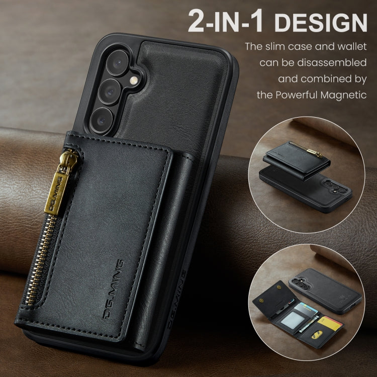 For Samsung Galaxy S24 5G DG.MING M5 Series Zip RFID Multi Card Detachable Leather Phone Case(Black) - Galaxy S24 5G Cases by DG.MING | Online Shopping South Africa | PMC Jewellery | Buy Now Pay Later Mobicred