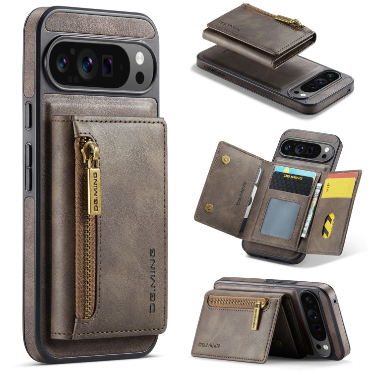 For Google Pixel 9 Pro XL DG.MING M5 Series Zip RFID Multi Card Detachable Leather Phone Case(Coffee) - Google Cases by DG.MING | Online Shopping South Africa | PMC Jewellery | Buy Now Pay Later Mobicred