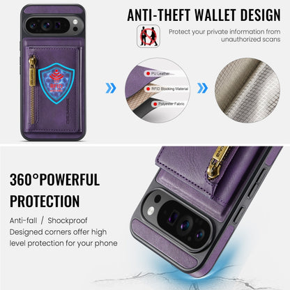 For Google Pixel 9 Pro XL DG.MING M5 Series Zip RFID Multi Card Detachable Leather Phone Case(Purple) - Google Cases by DG.MING | Online Shopping South Africa | PMC Jewellery | Buy Now Pay Later Mobicred