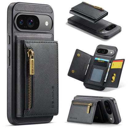 For Google Pixel 9 / 9 Pro DG.MING M5 Series Zip RFID Multi Card Detachable Leather Phone Case(Black) - Google Cases by DG.MING | Online Shopping South Africa | PMC Jewellery | Buy Now Pay Later Mobicred