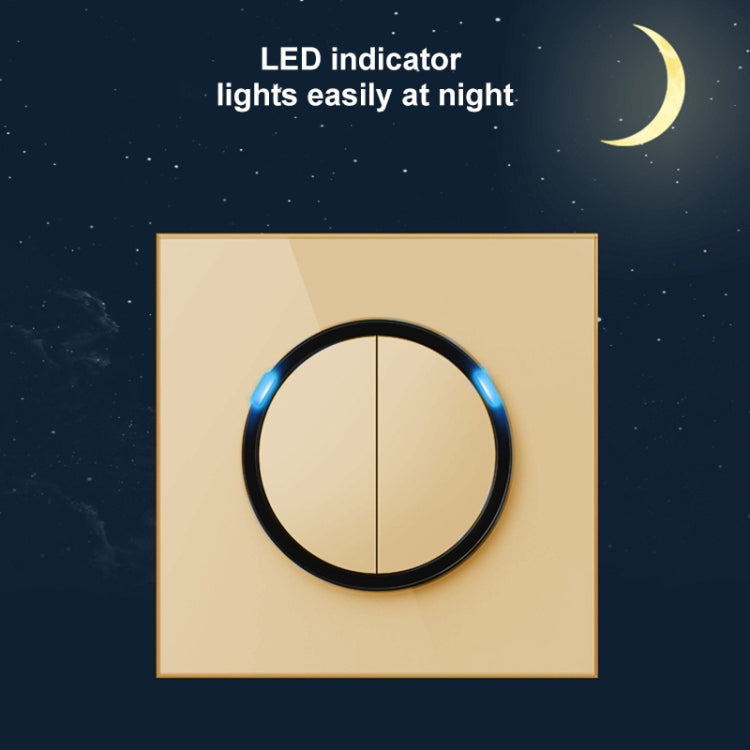 86mm Round LED Tempered Glass Switch Panel, Gold Round Glass, Style:Three Billing Control - Switch by PMC Jewellery | Online Shopping South Africa | PMC Jewellery | Buy Now Pay Later Mobicred