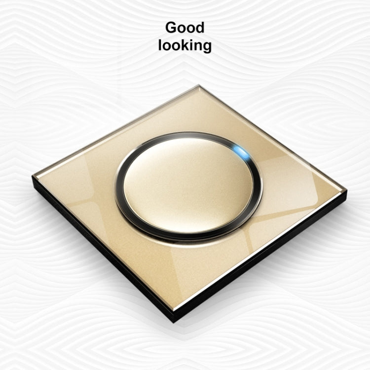 86mm Round LED Tempered Glass Switch Panel, Gold Round Glass, Style:Three Billing Control - Switch by PMC Jewellery | Online Shopping South Africa | PMC Jewellery | Buy Now Pay Later Mobicred