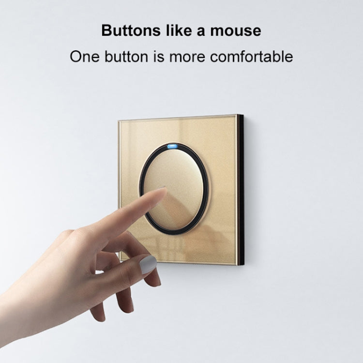 86mm Round LED Tempered Glass Switch Panel, Gold Round Glass, Style:Three Open Dual Control -  by PMC Jewellery | Online Shopping South Africa | PMC Jewellery | Buy Now Pay Later Mobicred