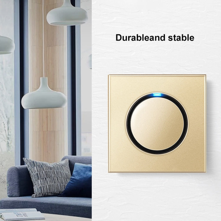 86mm Round LED Tempered Glass Switch Panel, Gold Round Glass, Style:Three Open Dual Control -  by PMC Jewellery | Online Shopping South Africa | PMC Jewellery | Buy Now Pay Later Mobicred