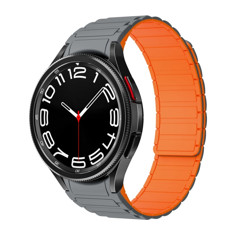For Samsung Galaxy Watch 6 / 5 / 4 Magnetic Loop Silicone Watch Band(Grey Orange) - Watch Bands by PMC TechLife | Online Shopping South Africa | PMC TechLife