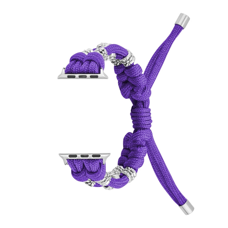 For Apple Watch Ultra 2 49mm Chrysanthemum Beads Paracord Braided Watch Band(Purple) - Watch Bands by PMC Jewellery | Online Shopping South Africa | PMC Jewellery | Buy Now Pay Later Mobicred