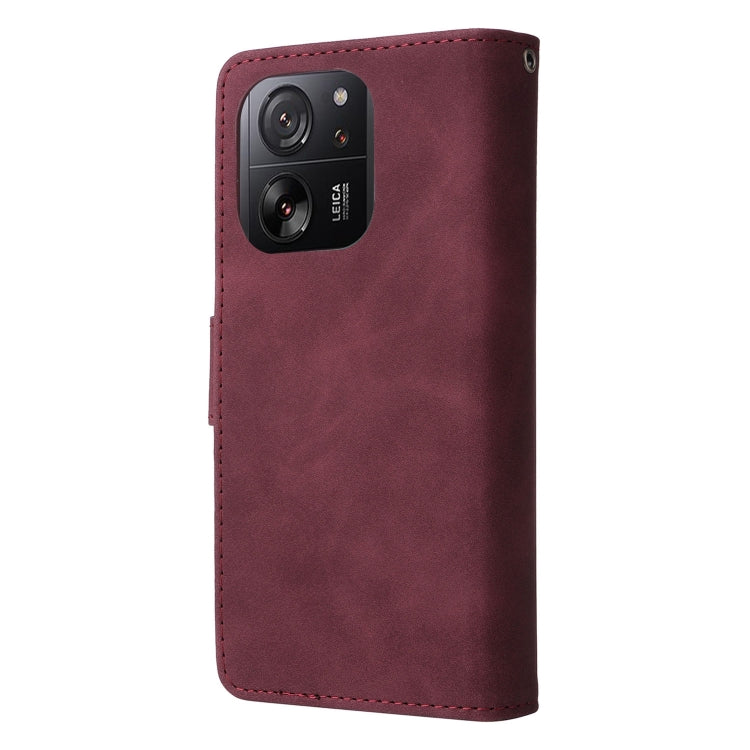 For Xiaomi 13T / 13T Pro Multifunctional Frosted Zipper Wallet Leather Phone Case(Wine Red) - Xiaomi Cases by PMC Jewellery | Online Shopping South Africa | PMC Jewellery | Buy Now Pay Later Mobicred