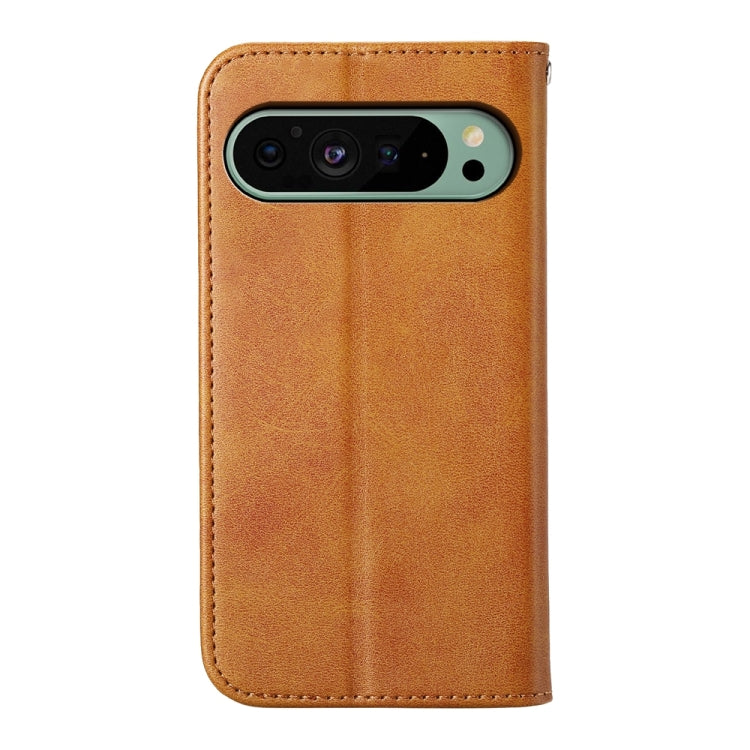 For Google Pixel 9 Cubic Grid Calf Texture Magnetic Leather Phone Case(Yellow) - Google Cases by PMC Jewellery | Online Shopping South Africa | PMC Jewellery | Buy Now Pay Later Mobicred