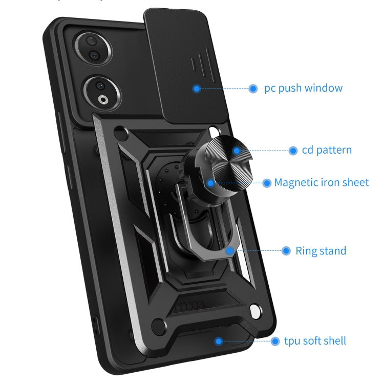 For Honor 90 5G Sliding Camera Cover Design TPU+PC Phone Case(Black) - Honor Cases by PMC Jewellery | Online Shopping South Africa | PMC Jewellery