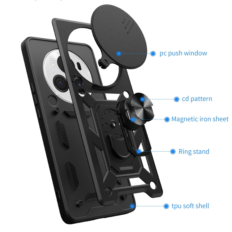 For Honor Magic6 Pro Sliding Camera Cover Design TPU+PC Phone Case(Black) - Honor Cases by PMC TechLife | Online Shopping South Africa | PMC TechLife | Buy Now Pay Later Mobicred