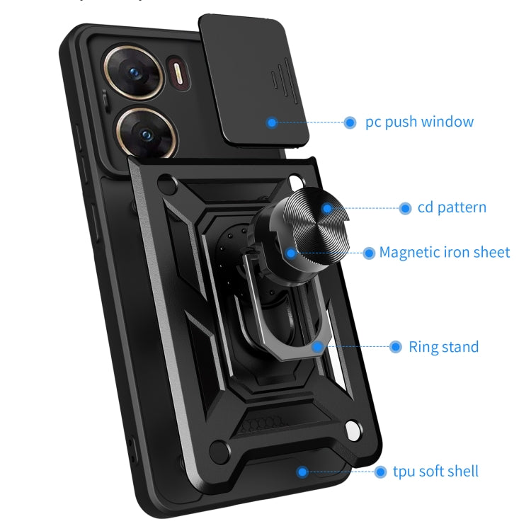 For vivo V29e 5G Global Sliding Camera Cover Design TPU+PC Phone Case(Black) - vivo Cases by PMC Jewellery | Online Shopping South Africa | PMC Jewellery | Buy Now Pay Later Mobicred