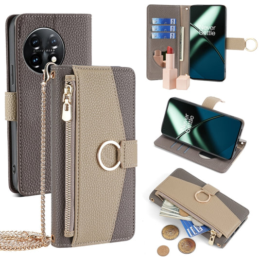 For OnePlus Ace 2 / 11R Crossbody Litchi Texture Leather Phone Case(Grey) - OnePlus Cases by PMC Jewellery | Online Shopping South Africa | PMC Jewellery | Buy Now Pay Later Mobicred