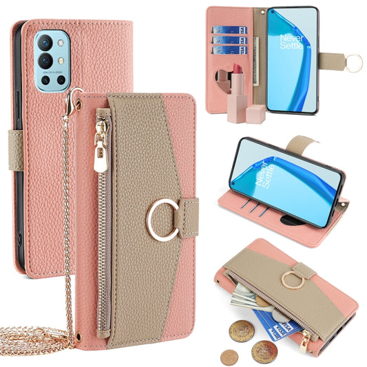 For OnePlus 9R Crossbody Litchi Texture Leather Phone Case(Pink) - OnePlus Cases by PMC Jewellery | Online Shopping South Africa | PMC Jewellery | Buy Now Pay Later Mobicred