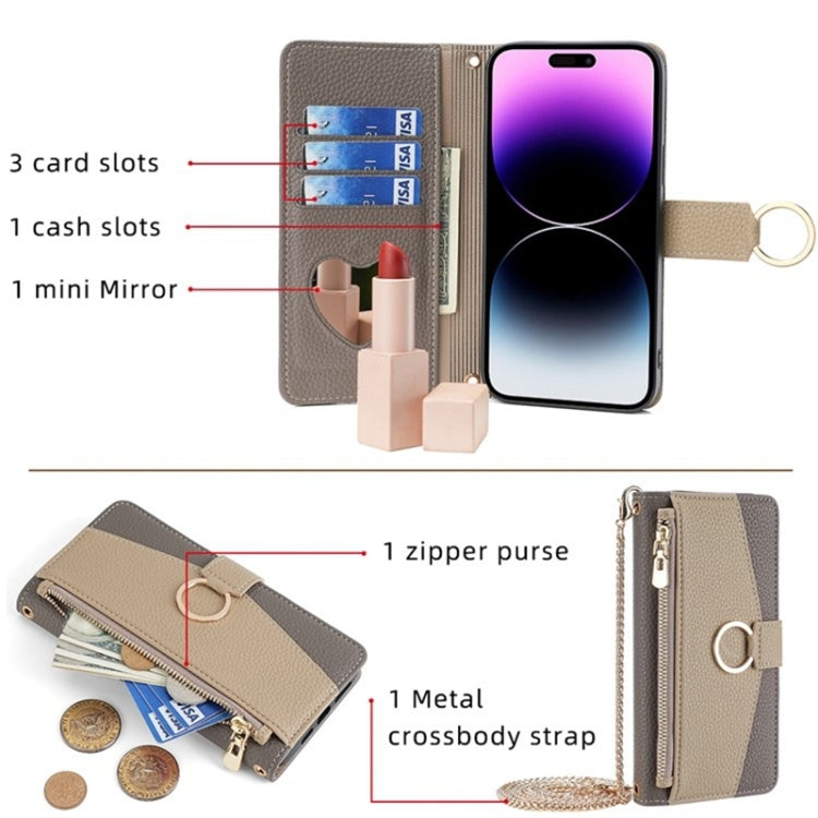 For OnePlus 9RT 5G Crossbody Litchi Texture Leather Phone Case(Grey) - OnePlus Cases by PMC TechLife | Online Shopping South Africa | PMC TechLife | Buy Now Pay Later Mobicred