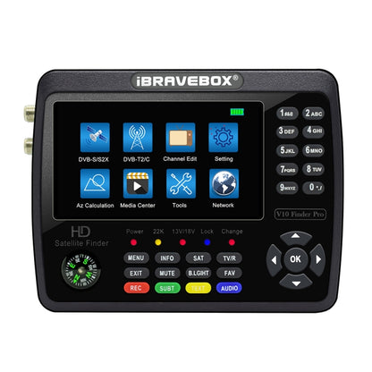 iBRAVEBOX V10 Finder Pro 4.3 inch Display Digital Satellite Meter Signal Finder, Support DVB-S/S2/S2X/T/T2/C, Plug Type:UK Plug(Black) - Satellite Finder by PMC Jewellery | Online Shopping South Africa | PMC Jewellery | Buy Now Pay Later Mobicred