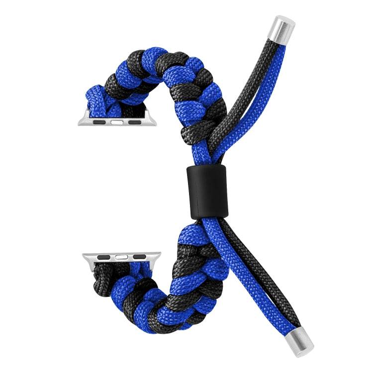 For Apple Watch Ultra 2 49mm Paracord Fishtail Braided Silicone Bead Watch Band(Black Blue) - Watch Bands by PMC Jewellery | Online Shopping South Africa | PMC Jewellery | Buy Now Pay Later Mobicred