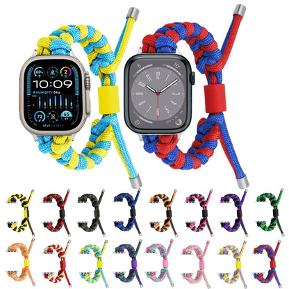 For Apple Watch Ultra 2 49mm Paracord Fishtail Braided Silicone Bead Watch Band(Orange Yellow) - Watch Bands by PMC Jewellery | Online Shopping South Africa | PMC Jewellery | Buy Now Pay Later Mobicred