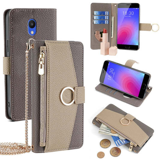 For Meizu M6 Crossbody Litchi Texture Leather Phone Case(Grey) - Meizu by PMC Jewellery | Online Shopping South Africa | PMC Jewellery | Buy Now Pay Later Mobicred