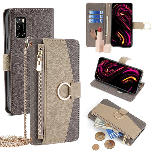 For Rakuten Big S Crossbody Litchi Texture Leather Phone Case(Grey) - More Brand by PMC Jewellery | Online Shopping South Africa | PMC Jewellery | Buy Now Pay Later Mobicred