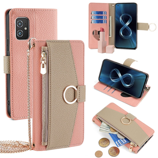 For Asus Zenfone 8 ZS590KS Crossbody Litchi Texture Leather Phone Case(Pink) - ASUS Cases by PMC Jewellery | Online Shopping South Africa | PMC Jewellery | Buy Now Pay Later Mobicred