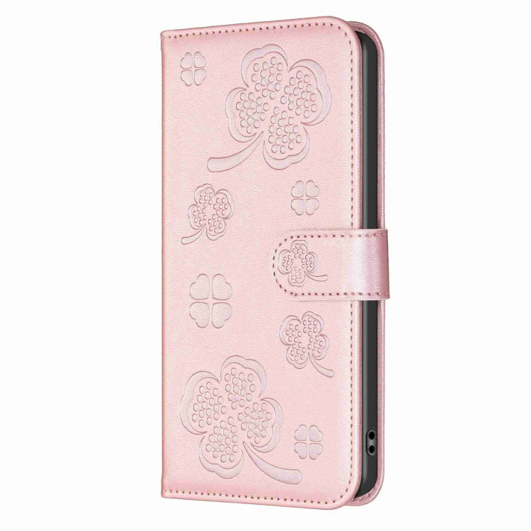 For Xiaomi Redmi Note 13 Pro+ 5G Four-leaf Embossed Leather Phone Case(Pink) - Note 13 Pro+ Cases by PMC Jewellery | Online Shopping South Africa | PMC Jewellery | Buy Now Pay Later Mobicred