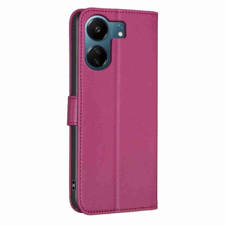 For Xiaomi Redmi 13C Four-leaf Embossed Leather Phone Case(Rose Red) - 13C Cases by PMC Jewellery | Online Shopping South Africa | PMC Jewellery | Buy Now Pay Later Mobicred