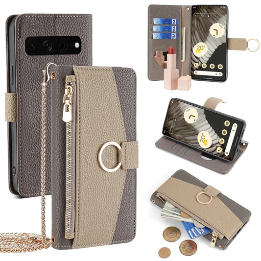 For Google Pixel 7 Pro Crossbody Litchi Texture Leather Phone Case(Grey) - Google Cases by PMC Jewellery | Online Shopping South Africa | PMC Jewellery | Buy Now Pay Later Mobicred