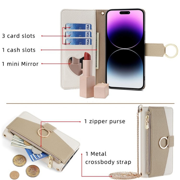 For Google Pixel 7 Pro Crossbody Litchi Texture Leather Phone Case(White) - Google Cases by PMC TechLife | Online Shopping South Africa | PMC TechLife | Buy Now Pay Later Mobicred