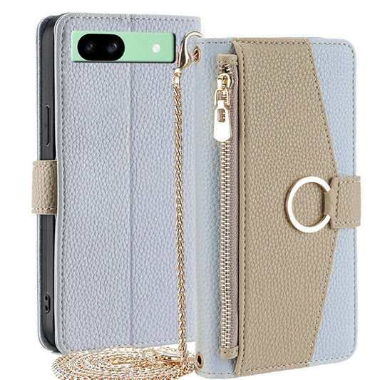 For Google Pixel 8a Crossbody Litchi Texture Leather Phone Case(Blue) - Google Cases by PMC Jewellery | Online Shopping South Africa | PMC Jewellery | Buy Now Pay Later Mobicred