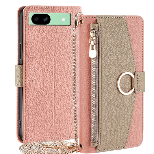 For Google Pixel 8a Crossbody Litchi Texture Leather Phone Case(Pink) - Google Cases by PMC Jewellery | Online Shopping South Africa | PMC Jewellery | Buy Now Pay Later Mobicred