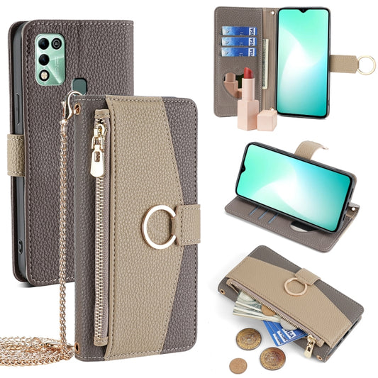 For Infinix Hot 11 Play Crossbody Litchi Texture Leather Phone Case(Grey) - Infinix Cases by PMC Jewellery | Online Shopping South Africa | PMC Jewellery | Buy Now Pay Later Mobicred