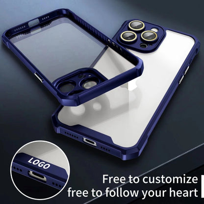 For iPhone 16 Shockproof Acrylic Phone Case with Lens Glass Film(Blue) - iPhone 16 Cases by PMC Jewellery | Online Shopping South Africa | PMC Jewellery | Buy Now Pay Later Mobicred