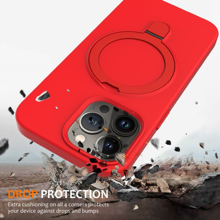 For iPhone 13 Pro Max MagSafe Magnetic Liquid Silicone Phone Case with Ring Holder(Red) - iPhone 13 Pro Max Cases by PMC TechLife | Online Shopping South Africa | PMC TechLife